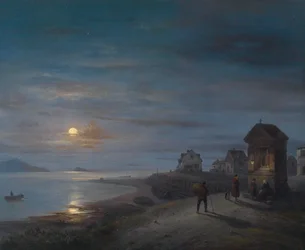 Küstenlandschaft bei aufgehendem Mond 1840